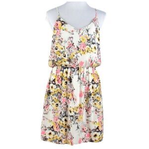 BO-BEL Dress Above the Knee Spaghetti Strap Floral Strappy Back Fully Lined Med
